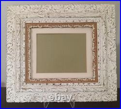 16 x 20 White Picture Frame Carved Large Art Gallery Antique