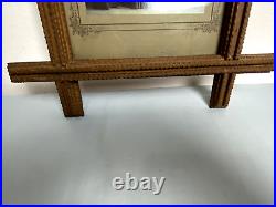 19th Antique Victorian Carved Wood Tramp Art Photo Picture Portrait Frame 15.5