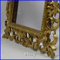 19th cent Old wooden Carved Florentine style openwork frame Internal 9x7 in