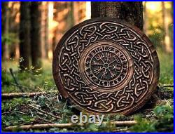 24 New Medieval Viking Shield Nors Wooden Carving Round Celtic Ornament Battle