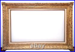 24 X 39 LOUIS XIV Style PICTURE FRAME ANTIQUED GOLD LEAF ORNATELY CARVED 5 WIDE