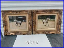 2 Gold Gilt Carved Wood Picture Frame w Beige liner antique vintage? Picture