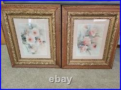 2x ANTIQUE WOOD hand carved PICTURE FRAMES ORNATE GESSO 27x31 FITS 16x20