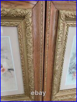 2x ANTIQUE WOOD hand carved PICTURE FRAMES ORNATE GESSO 27x31 FITS 16x20