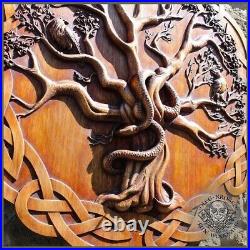 50 Cm 19.7 Inch Wood Carving Picture Home Deer Norse Pagan Eagle Wall Hanging
