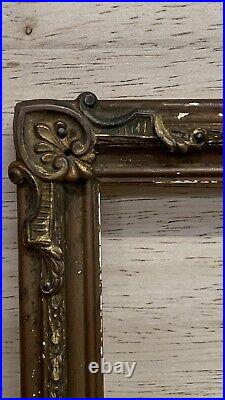 ANTIQUE PICTURE FRAME 12 X 7 Carved Wood & Brass Art Photo