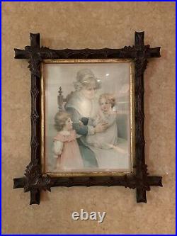 Amazing Antique AAFA Carved Walnut Wood Picture Frame W Victorian Soap Ad 22x25
