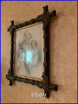 Amazing Antique AAFA Carved Walnut Wood Picture Frame W Victorian Soap Ad 22x25