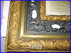 Antique 19thC Ornate Solid carved Wood Gesso Gilt Picture Frame Fits 15.5x19.5