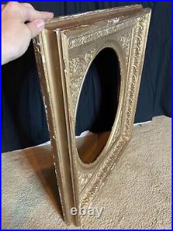 Antique 19th Century Oval Opening Ornate Gold Wood Carved Gilt Gesso Photo Frame