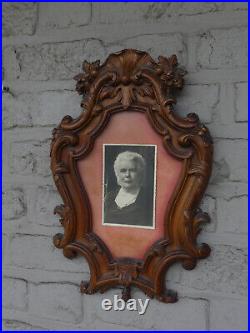 Antique BLack forest german wood carving picture photo frame Wall rare