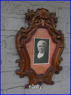 Antique BLack forest german wood carving picture photo frame Wall rare