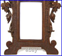 Antique Black Forest Style Carved 7.25 Picture Frame, Pierced Vines & Foliage