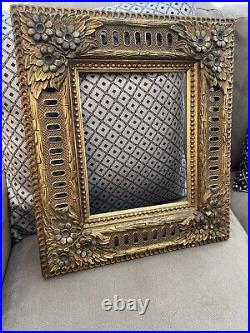 Antique Carved Italian Frame Reticulated Great 10 x 8 Sight Gold Leaf Gilded