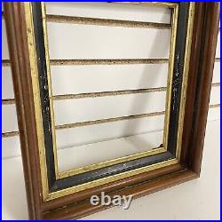 Antique Deep Spoon Carved Ebonized Gesso Wood Picture Frame Gold Gilt 10x12