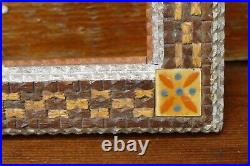 Antique German Tramp Art Picture Frame Chip Carved with Inlay Pieces 11 x 7 3/4