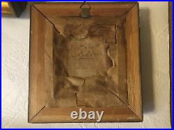 Antique Gold Leaf Picture Frames Pair THIN Carved Wood Shadow Box 7 X 6.5