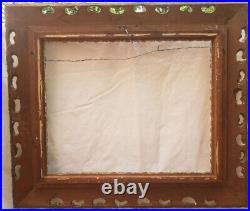Antique Hand Carved Whitewashed Gilt Frame Viewing Size 19.5x15.5 Inches
