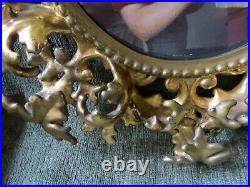 Antique Italian Hand Carved Round Frame Gold Gilt Florentine