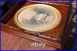 Antique Large Carved Walnut Victorian Picture Frame Dated 1871 24 x 21 x 3