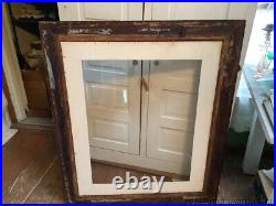Antique Large Wood Picture Frame 46x40 Interior 32x38 Carved Wood w Glass