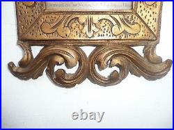 Antique Ornate Wood Bronzed Picture Frame Lavishly Carved Black Forest Accents