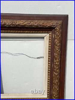 Antique Ornate Wood Frame 26x 30 Carved Brown /Gold Picture/Artwork 15x 19