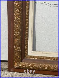 Antique Ornate Wood Frame 26x 30 Carved Brown /Gold Picture/Artwork 15x 19