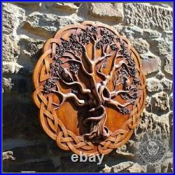 Antique Solid Wood Carved Wall Hanging Home Décor Life Of Tree Designed Picture