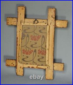 Antique Tramp Art Folk Carved Wood Photo Picture Portrait Wall Frame withGlass