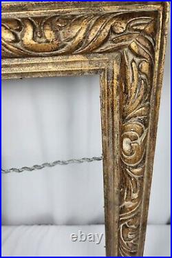 Antique Victorian Carved 2 Ornate Wooden Gold Gilded Canvas Art Frame 31x19
