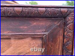 Antique Victorian Carved Wooden Picture Frame w Wood Back & Original Glass