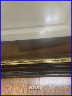 Antique Victorian Carved Wooden Walnut Gold Liner Picture Frame WithGlass 24SQ