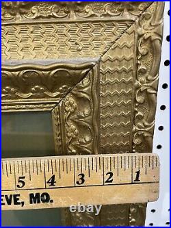Antique Victorian Gilt Wood & Gesso Carved Picture Frame 21x27 withprint 16x19.5