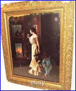 Antique Victorian Ornate Gilt Wood & Gesso Carved Picture Frame 16 x 20