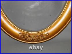 Antique Wood & Gesso Carved Floral Bubble Glass Oval Picture Painting Frame 23'
