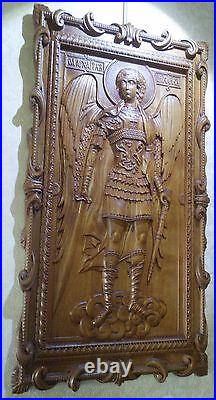 Archangel Michael Wood Carved Christian Picture. Gift for him, gift for mom 27