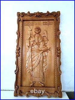 Archangel Raphael Wood Carved Christian Picture. Gift for him, gift for mom 27