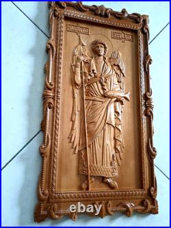 Archangel Raphael Wood Carved Christian Picture. Gift for him, gift for mom 27