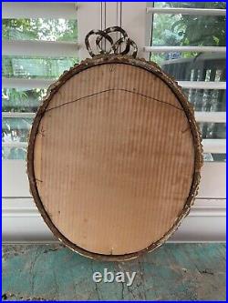 C1920 French Louis XVI Gold Gilt Carved Oval Wood Wall Picture frame Florentine