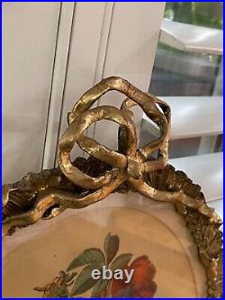 C1920 French Louis XVI Gold Gilt Carved Oval Wood Wall Picture frame Florentine