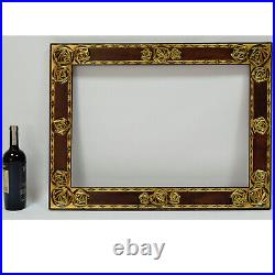 Ca. 1900-1920 Old wooden frame original condition metal leaf Internal25.2x17.7in