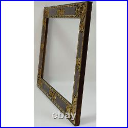 Ca. 1900-1920 Old wooden frame original condition metal leaf Internal25.2x17.7in