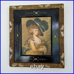 Carved Ebony & Gold Gesso Wood Rococo Double Picture FRAME Inlaid FRAME