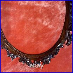 Carved Large Oval Photo Picture Mirror Frame Ornate Floral Fleur De Lis