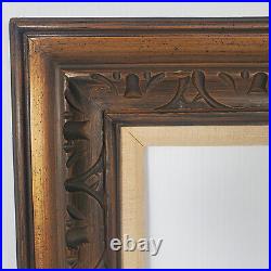 Carved Vtg Wood 24x20 Frame Mexico with Linen for 12x15.75 or 13.5x17.25 Insert
