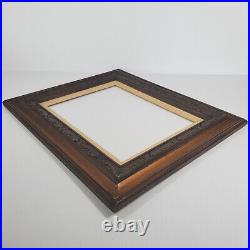 Carved Vtg Wood 24x20 Frame Mexico with Linen for 12x15.75 or 13.5x17.25 Insert