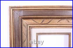 Carved Wood Gold Gilt Brown 15x13 Frame for 5x7 or 7x9 Linen Inset Wide Border