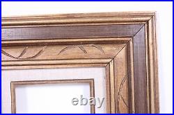 Carved Wood Gold Gilt Brown 15x13 Frame for 5x7 or 7x9 Linen Inset Wide Border