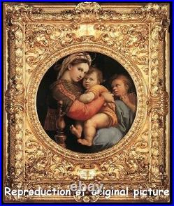 Carved picture Raphael's Madonna In The Chair reproduction. Made from wood. 15